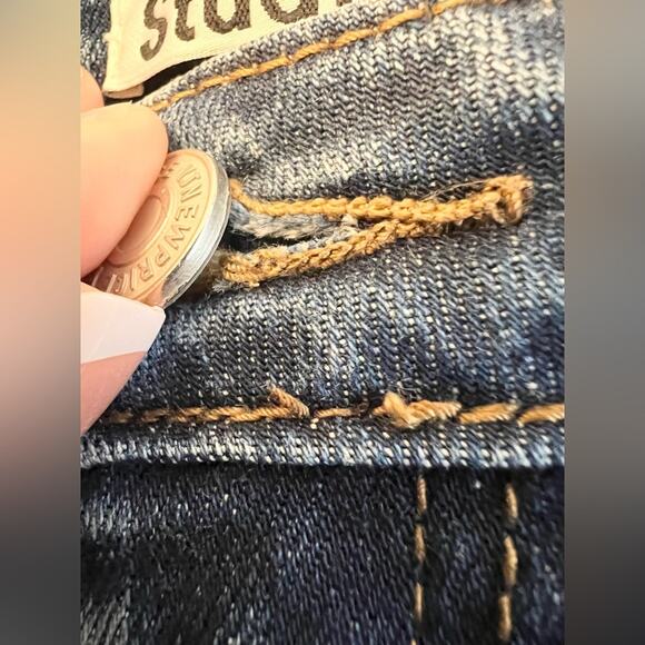 Acne studios 28 kick flare high rise distressed raw hem blue jeans fall - Picture 4 of 10